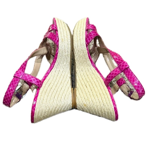 👡🎀 VIA SPIGA Pink Leather Espadrille Wedge Sandals | Women’s Sz 9 Preppy Chic - Picture 1 of 9